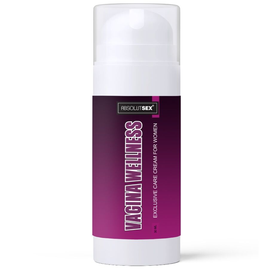 Flacon pompe blanc de la crème intime Vagina Wellness 30 ml, vu seul de face sans le coffret