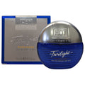 Coffret gris Twilight Pheromone Men HOT 15 ml format voyage avec flacon rond bleu, parfum homme aux pheromones eau de parfum nomade.