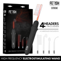 Emballage et wand Fetish Submissive Extreme, embout en verre courbe illumine de rouge avec effet d'etincelles electriques