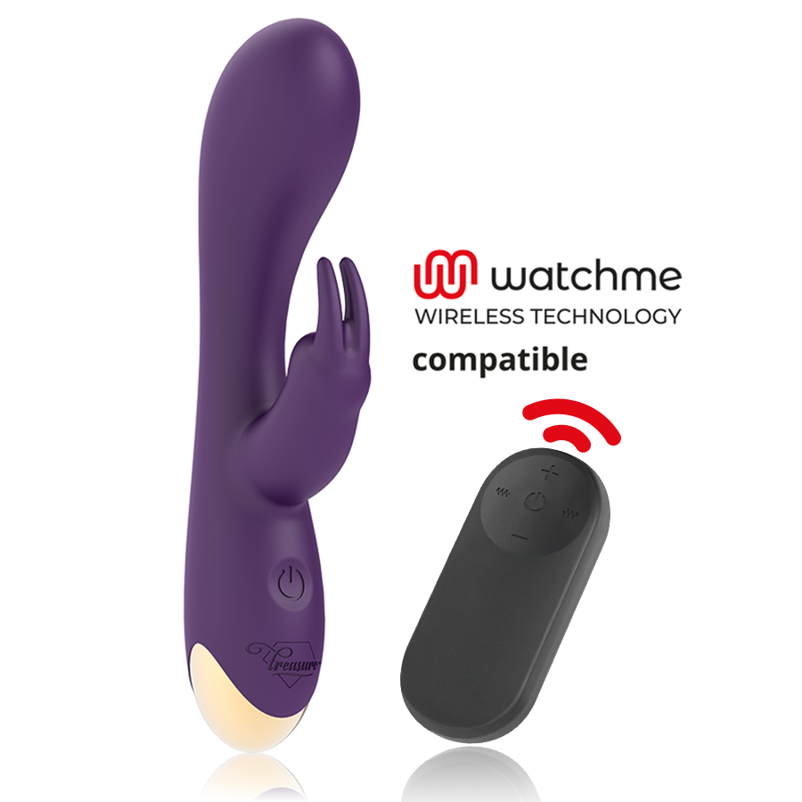 Vibromasseur lapin Treasure Laurence avec télécommande WatchMe compatible vendue séparément