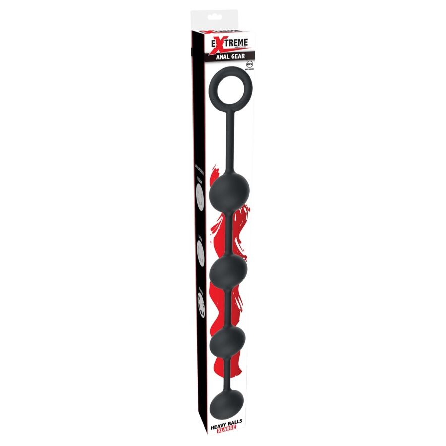 Boules anales lestées XL en silicone — détail texture surface