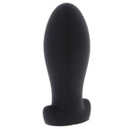 Plug anal Extreme en silicone noir vu de trois quarts, gabarit imposant a corps bombe et base evasee pour une sensation de plenitude intense.