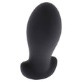 Plug anal lourd Extreme en silicone noir, vue d ensemble de sa forme ovoide bombee et de sa base evasee pour une dilatation progressive intense.