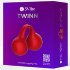 Boîte d'emballage SVibe Twinn violette « Snail Clit Hugging Vibe », visuel du vibrateur et QR code