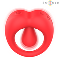 Anneau vibrant Russell rouge, vue de face, forme en cœur