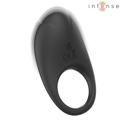 Anneau vibrant Merlotte noir, vue de profil sur fond blanc