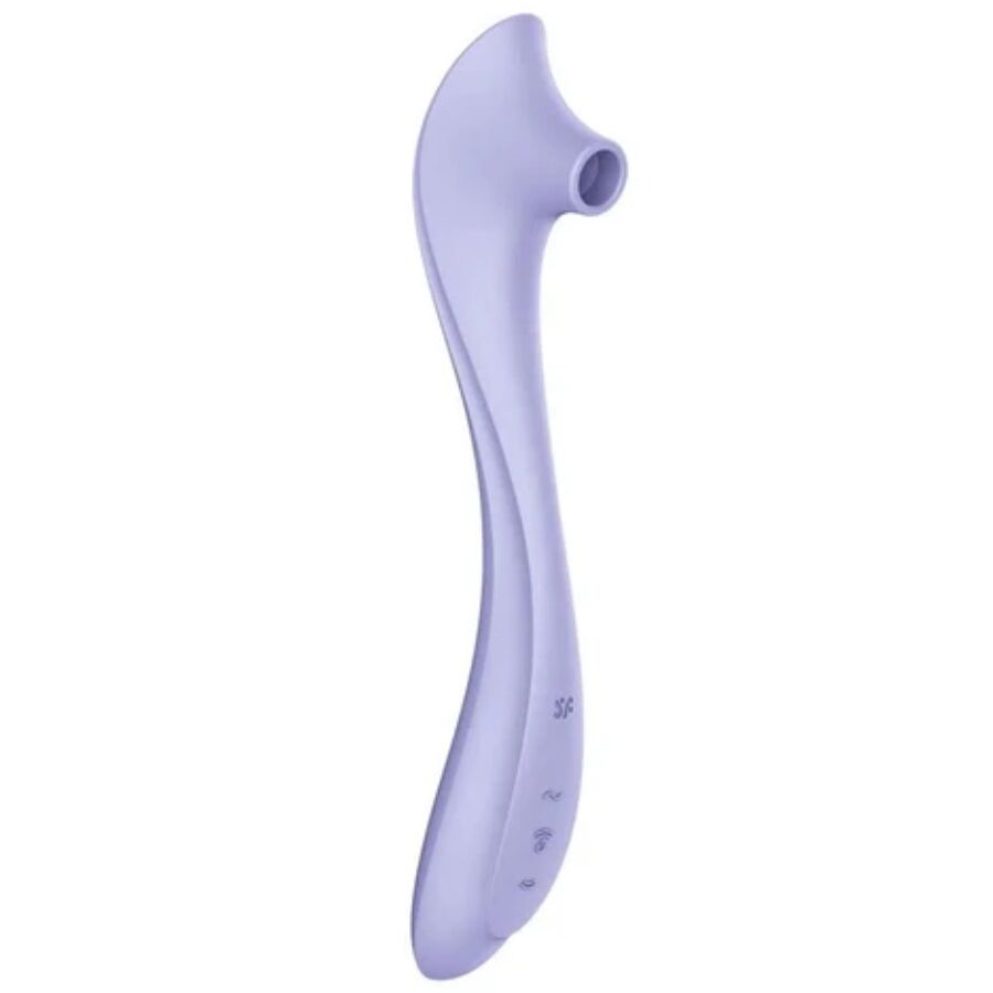 Stimulateur Easy Lover de Satisfyer en silicone lilas, vue de profil sur toute la longueur