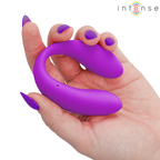 Nora stimulateur à pince vibrante violet — schéma de la recharge USB avec détail du port de charge magnétique