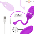 Sookie œuf vibrant violet — tenu à deux mains, gros plan sur l'extrémité en forme de cœur de la queue de récupération