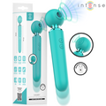 Hamby stimulateur multifonctionnel turquoise — packaging et rendu du produit avec cercles de mouvement autour de la tête et détail de la charge magnétique