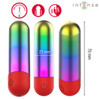 Debbie balle vibrante arc-en-ciel — trois rendus sous différents angles avec cote de diamètre (23 mm) et de hauteur (70 mm)