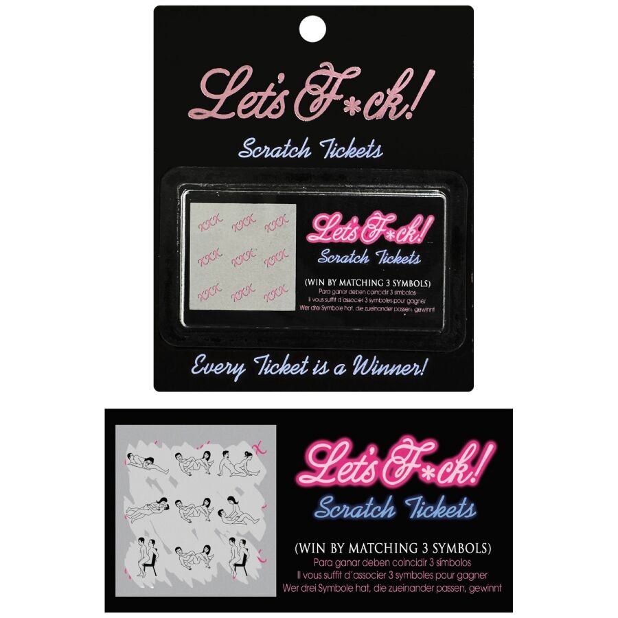 Baisons à gratter — carte à gratter emballée (motifs roses à gratter visibles sous film transparent) au-dessus d'une carte annexe illustrant en pictogrammes noir et blanc les différentes positions à découvrir
