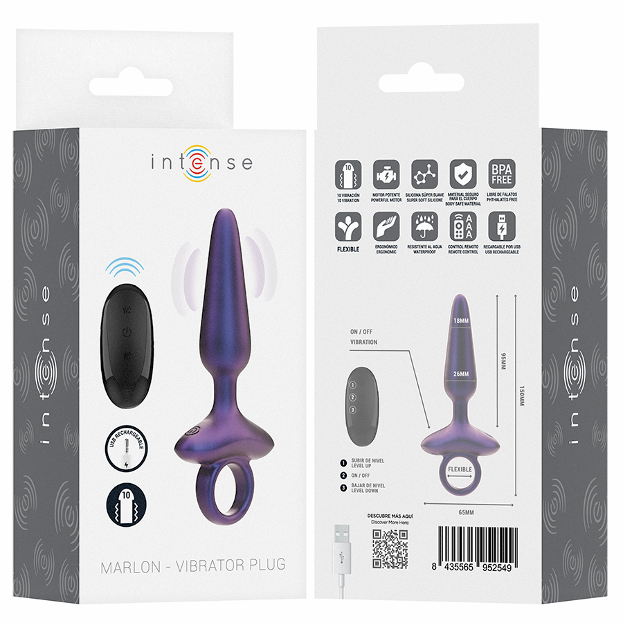 Plug anal vibrant silicone télécommandé 10 modes — comparatif dimensionnel
