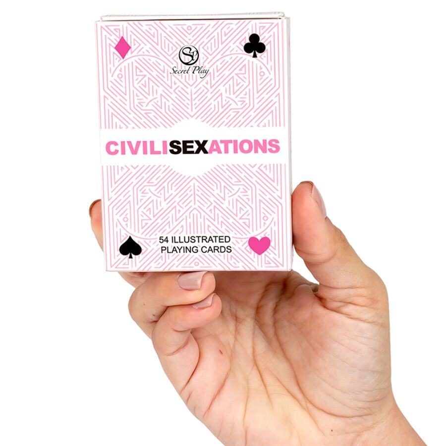 Jeu de cartes 'Civilisexations' — boîte tenue en main, vue de face