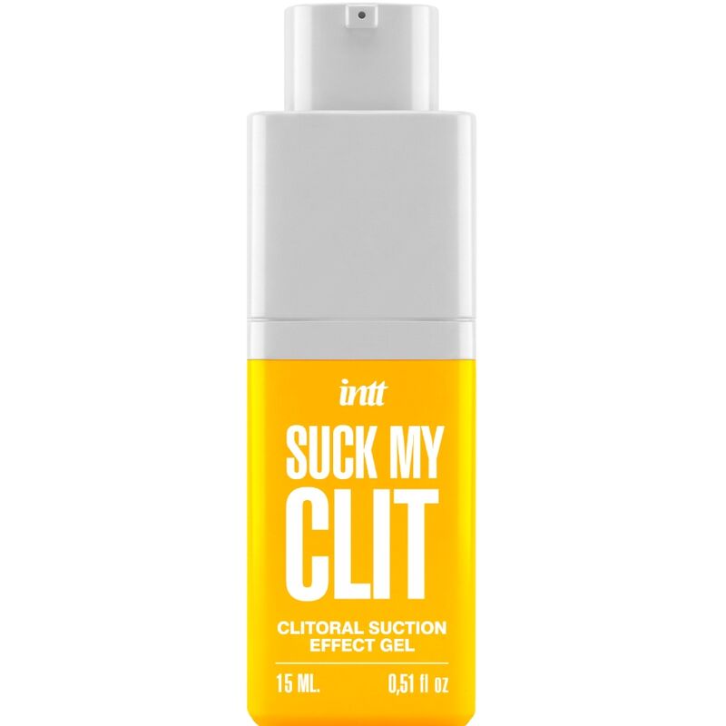 Suck My Clit gel effet succion mangue tropicale — flacon jaune-orangé de face, format 15 ml
