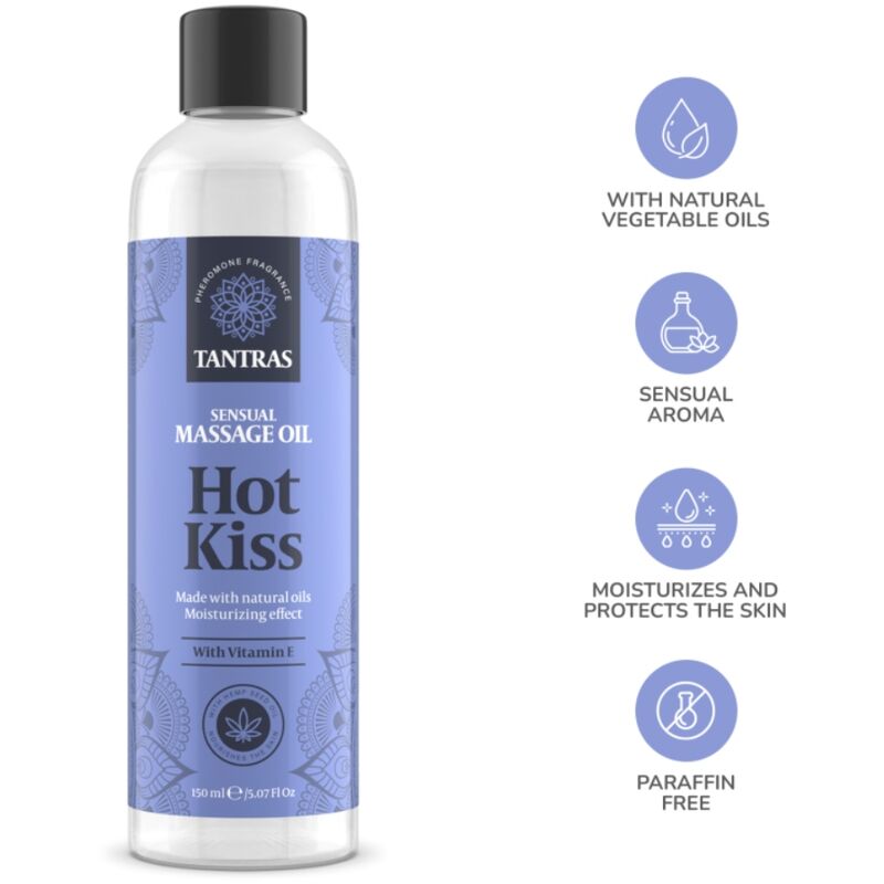 Huile de massage tantras love oil hot kiss 150 ml — détail produit