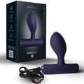 Masseur Nova Orbital violet foncé vu de face, forme de plug avec base en T et embout arrondi