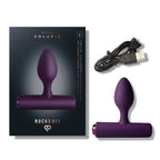 Boîte Nova Solaris Rocks Off violette, plug et câble USB présentés ensemble