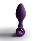Plug vibrant Nova Solaris violet aubergine, vue de face avec voyant lumineux violet allumé