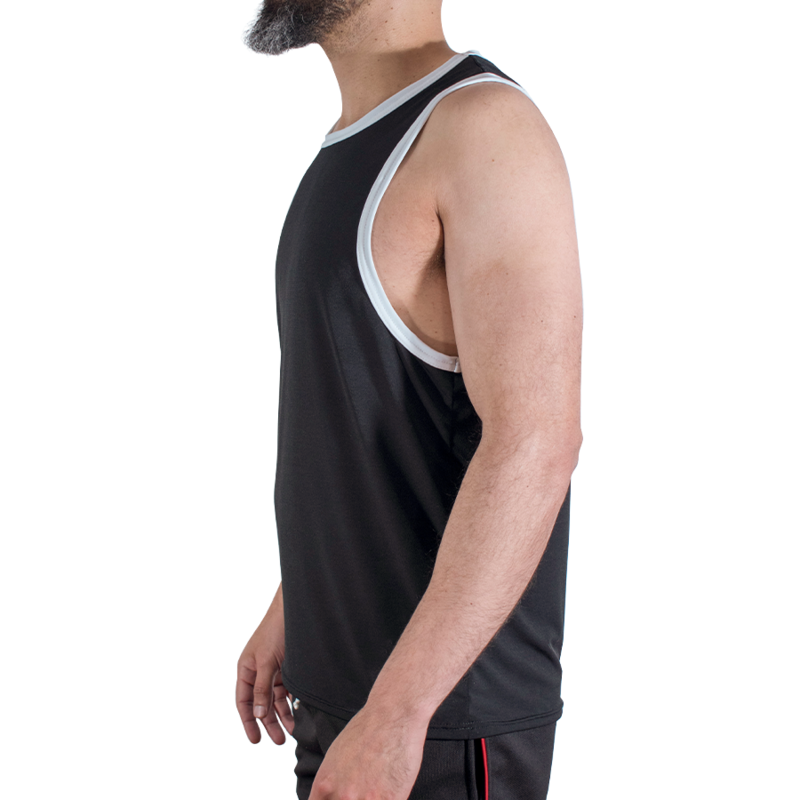 Débardeur de sport noir Macho CMV004, vue de profil emmanchure