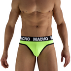 String jaune fluorescent Macho MTG001, vue de face sur mannequin