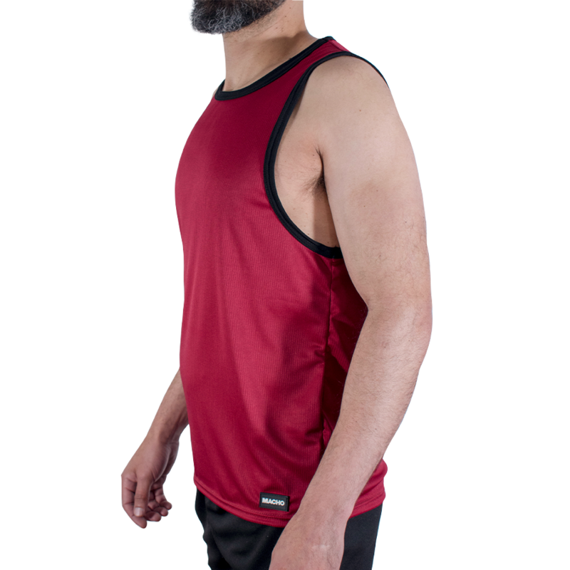 Débardeur de gym bordeaux Macho CMV003, vue de profil