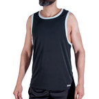 Débardeur de sport noir Macho CMV004, liseré blanc, vue de face
