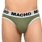 Slip vert militaire Macho MCH013, gros plan sur la coupe avant