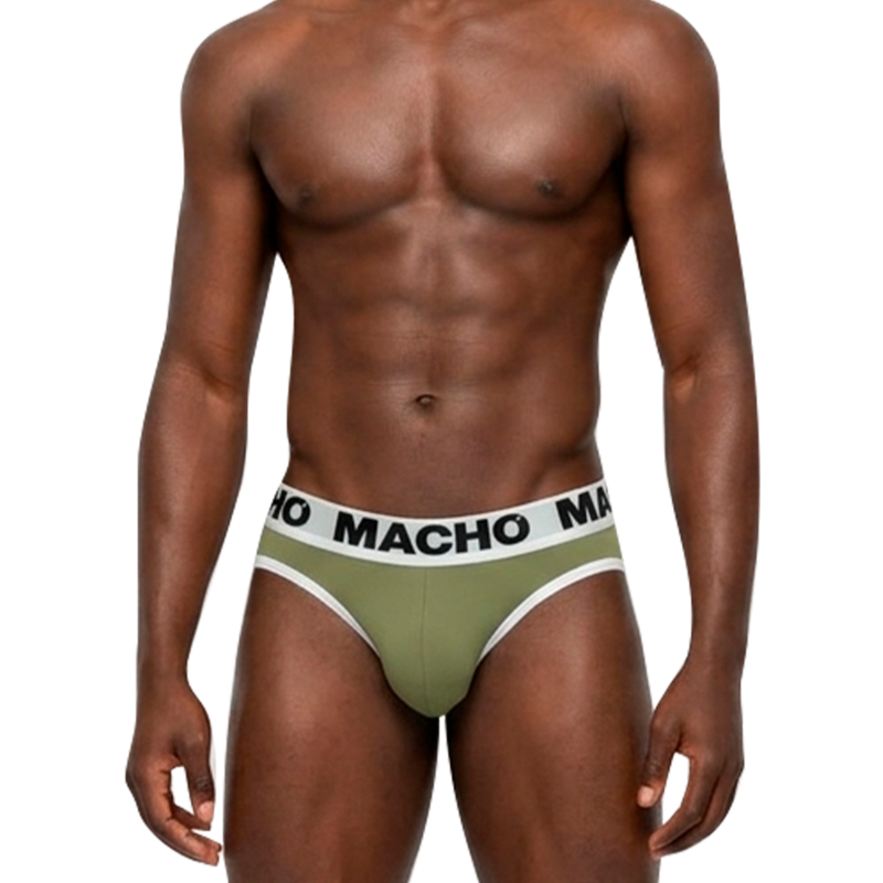 Slip vert militaire Macho MCH013, vue de face buste entier