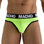 String jaune fluorescent Macho MTG001, gros plan sur l'avant