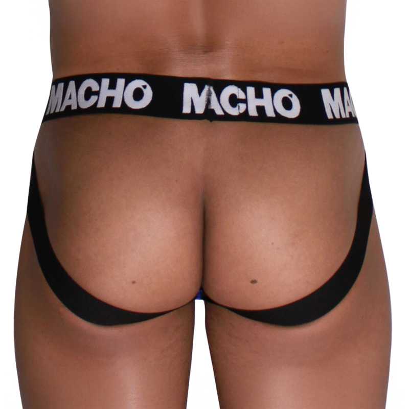 Jockstrap bleu Macho MX28AZ, vue de dos sangle ouverte