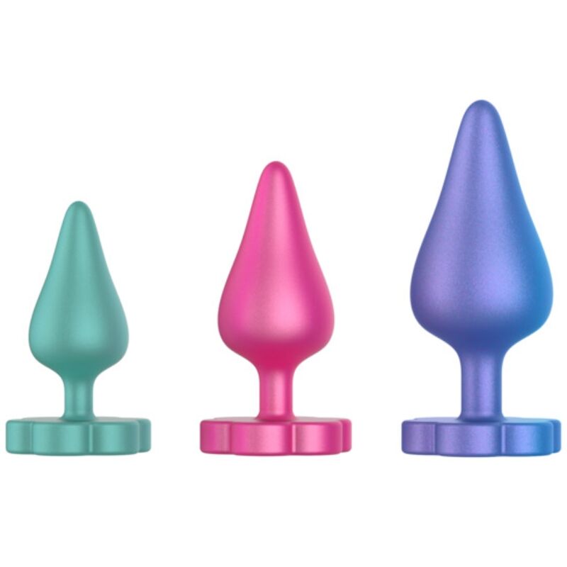 Kit de plugs anaux progressifs en silicone Luster — vue de dos