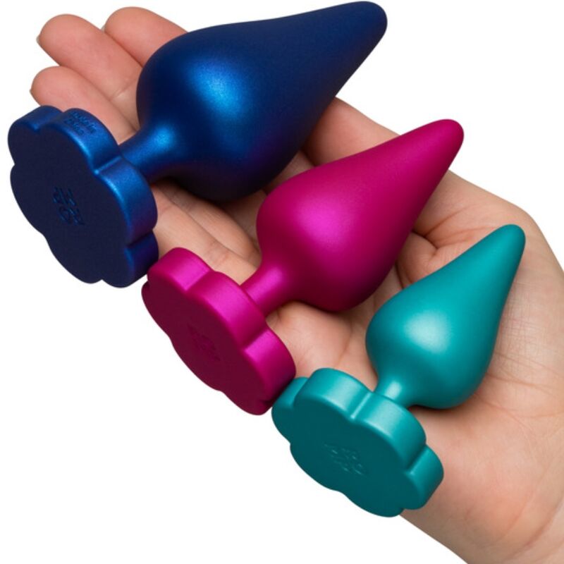 Kit de plugs anaux progressifs en silicone Luster — détail texture surface