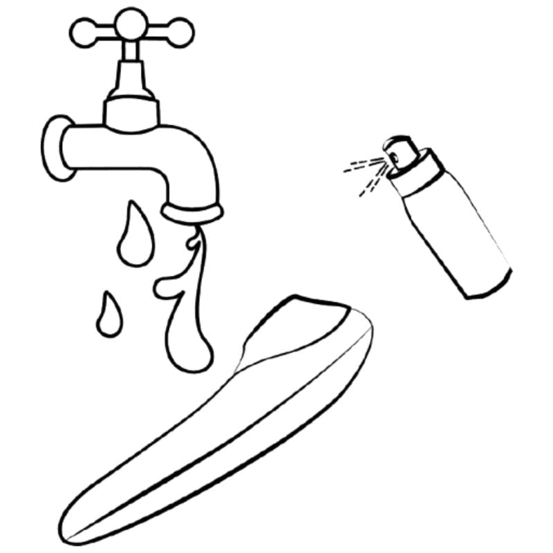 Illustration d’entretien du ROMP Shine X montrant le nettoyage du stimulateur rechargeable étanche IPX7.