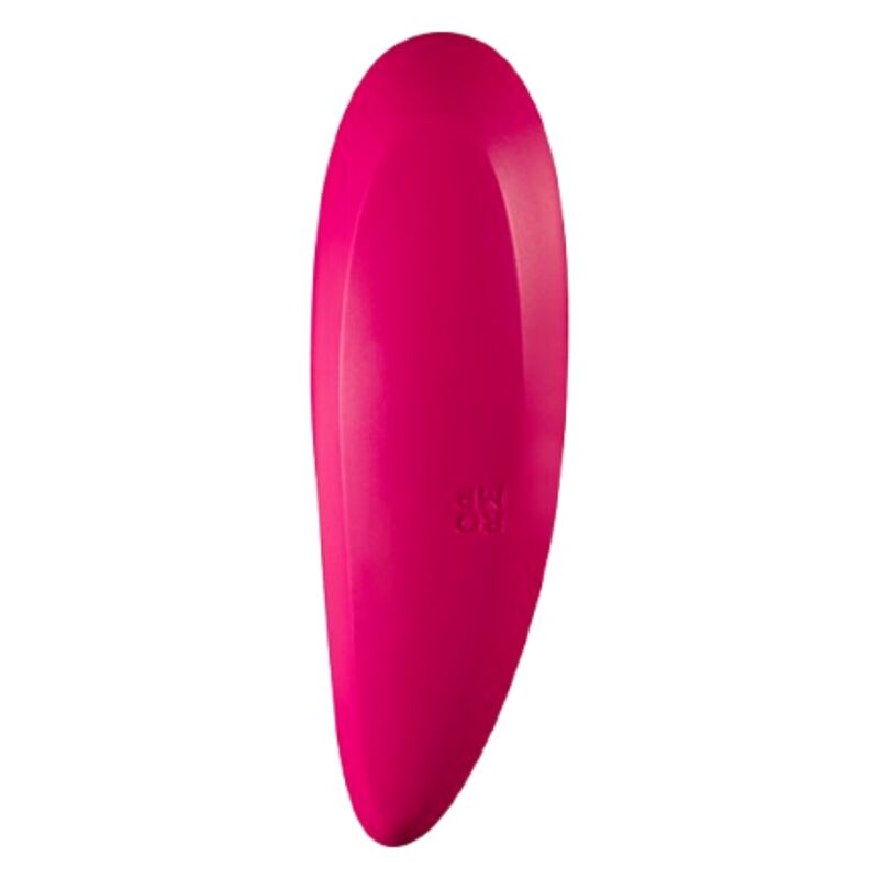 ROMP Shine X rose vu de dos, stimulateur rechargeable par ondes de pression avec corps galbé et col flexible.