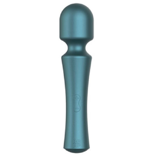Mini wand Presto ROMP en silicone vert canard vu de face, grosse tete souple et manche ergonomique pour une stimulation externe enveloppante a 10 modes.
