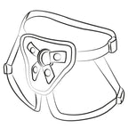 Harnais ajustable et gode silicone tricolore Piccolo — vue rapprochée