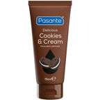 Tube marron du lubrifiant Pasante Cookies & Cream, vu de face, 75 ml