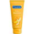 Tube jaune du lubrifiant Pasante Exotic Banana, vu de face, 75 ml