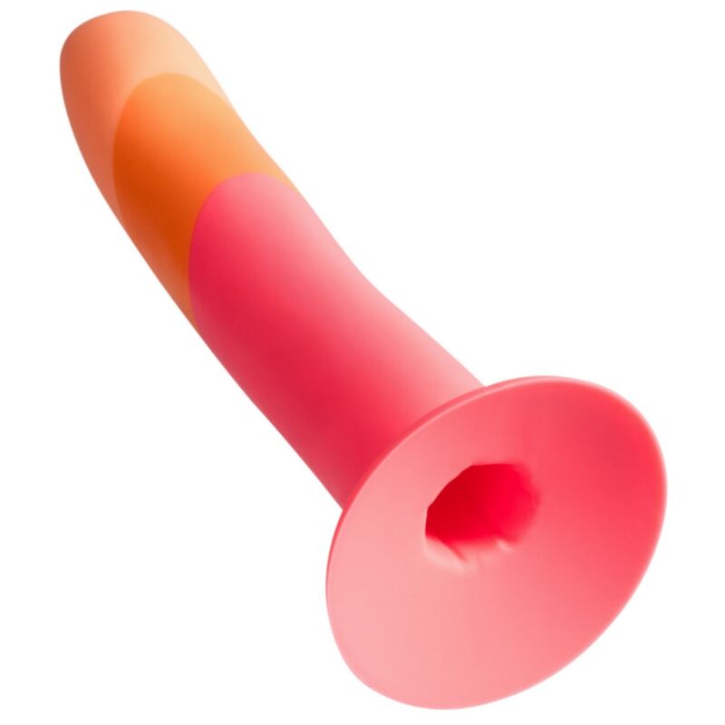 Gode ventouse en silicone tricolore — vue de profil