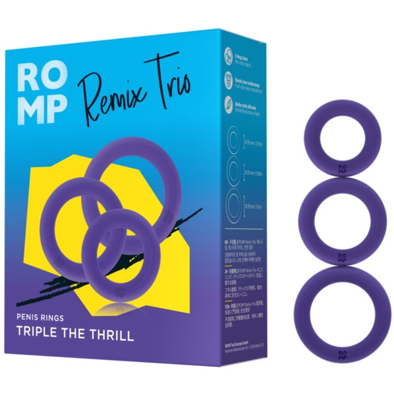 Trio d'anneaux péniens en silicone Remix — finition matière