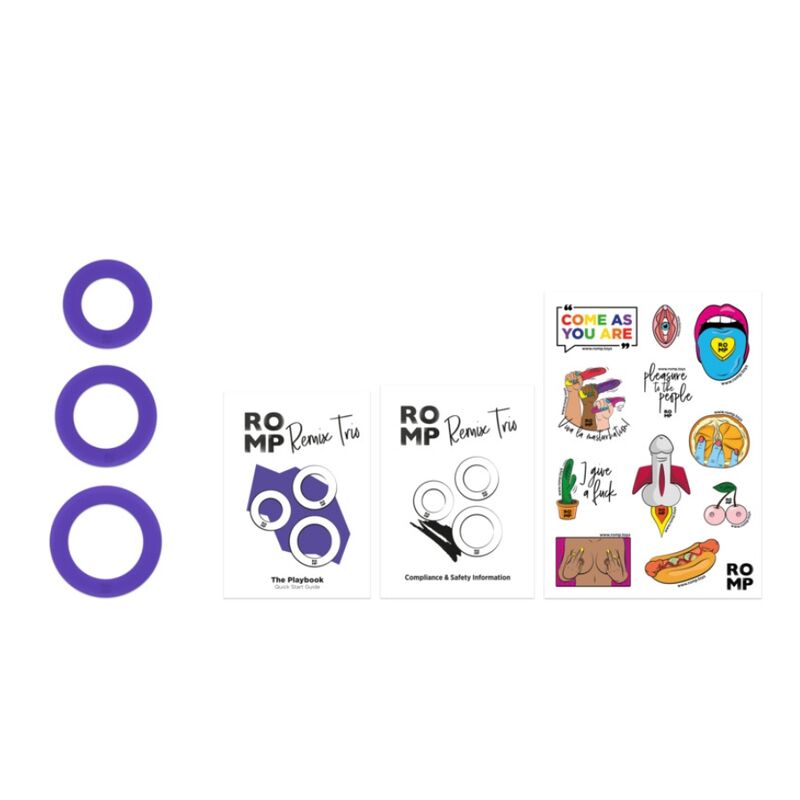 Trio d'anneaux péniens en silicone Remix — comparatif dimensionnel