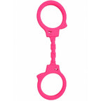 Menottes en silicone Diablo Picante coloris rose, vue de face à plat