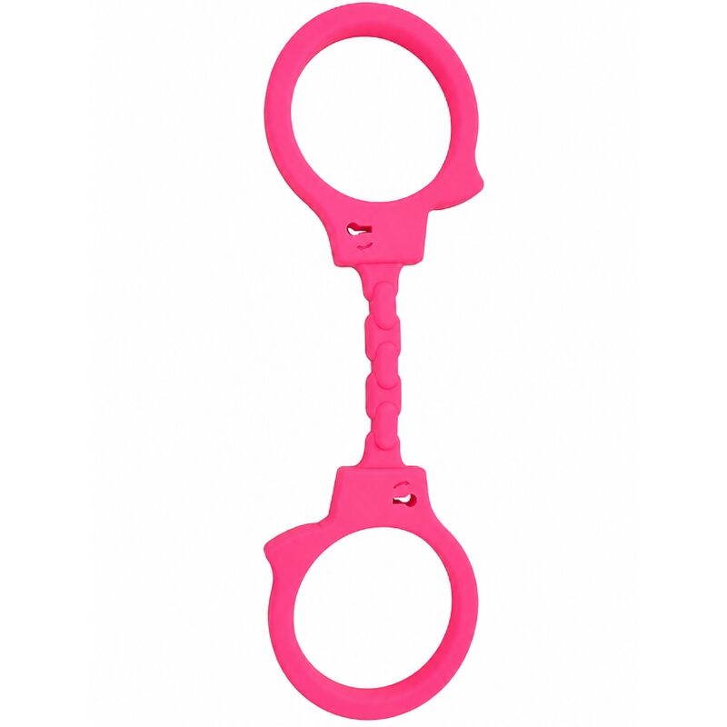 Menottes en silicone Diablo Picante coloris rose, vue de face à plat