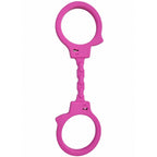 Menottes en silicone Diablo Picante coloris violet fuchsia, vue de face à plat