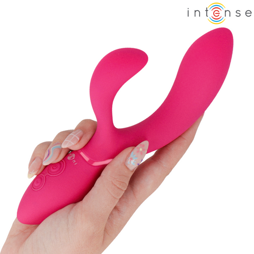 Charly rose fuchsia tenu en main, montrant la fourche articulee et les boutons de commande