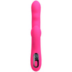 Vibrateur lapin Winters rose fuchsia vu de face en pied, écran LED et boutons tactiles à la base