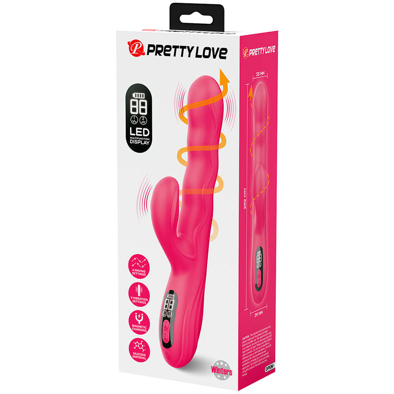 Emballage Pretty Love Winters vu de trois quarts, tranche latérale avec les dimensions 33 mm et 252 mm