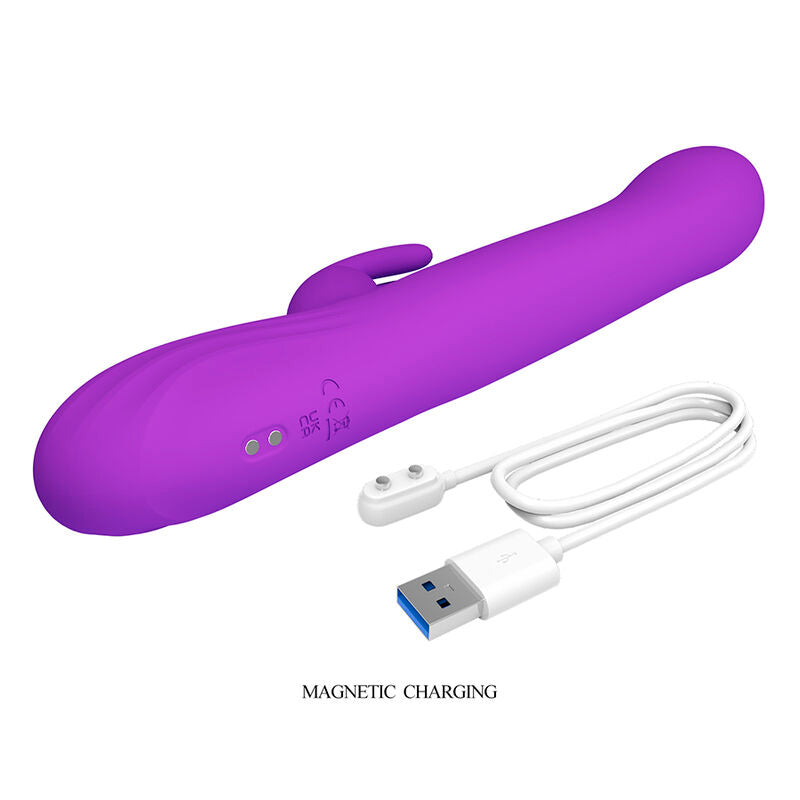 Sabien violet avec son câble de charge magnétique blanc et connecteur à broches