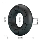 Anneau pénien Bertram avec schéma des dimensions : 66 mm de diamètre extérieur, 30 mm de diamètre intérieur, 18 mm de largeur
